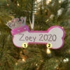 Pink Dog Bone With Princess Crown Personalized Christmas Ornament