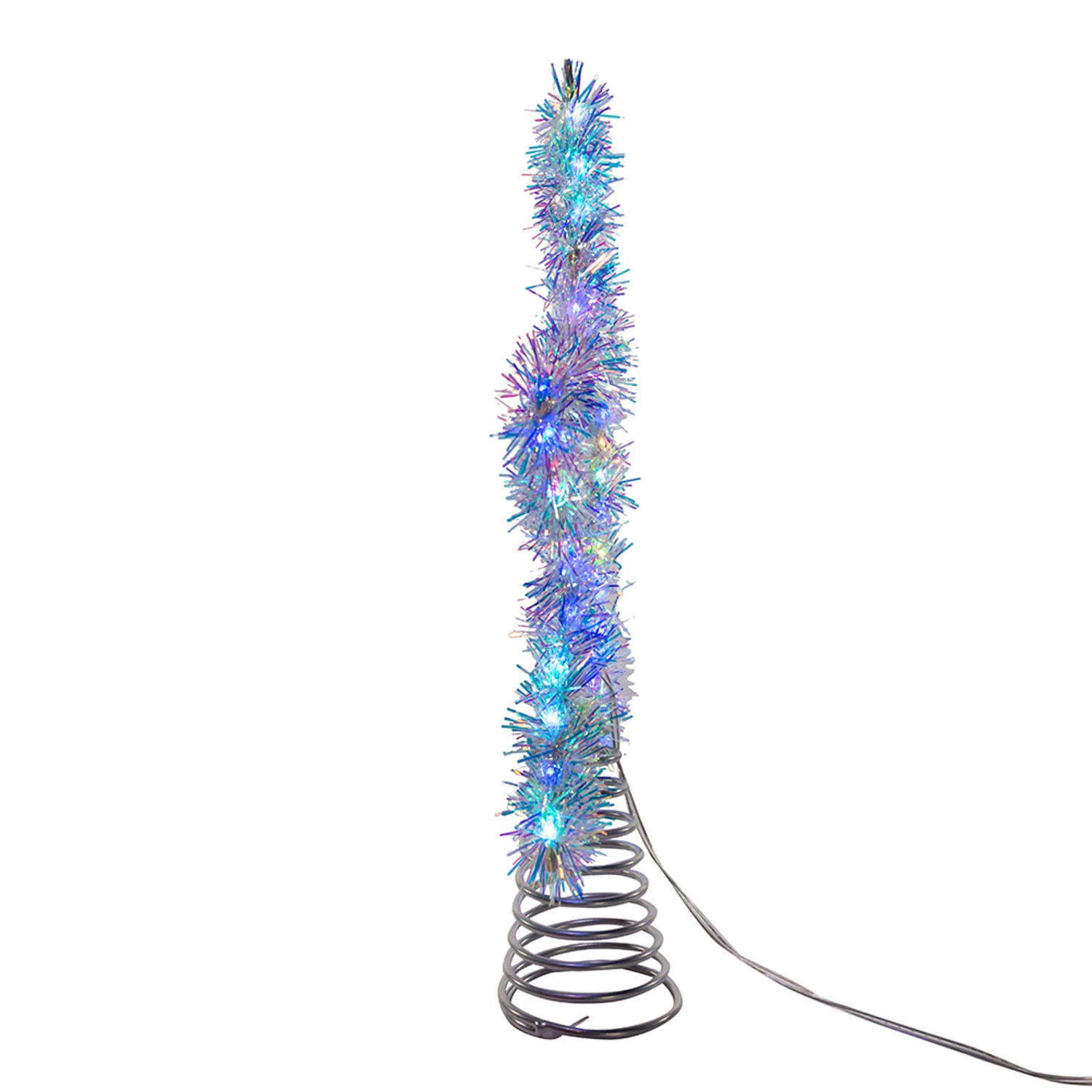 Kurt Adler 12.2" LED Lighted Silver Tinsel Star Christmas Tree Topper AD1022RGB 2 Kurt Adler 12.2" LED Lighted Silver Tinsel Star Christmas Tree Topper AD1022RGB - Image 2