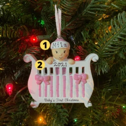 Baby Girl In Crib Personalized Christmas Ornament OR1732-P