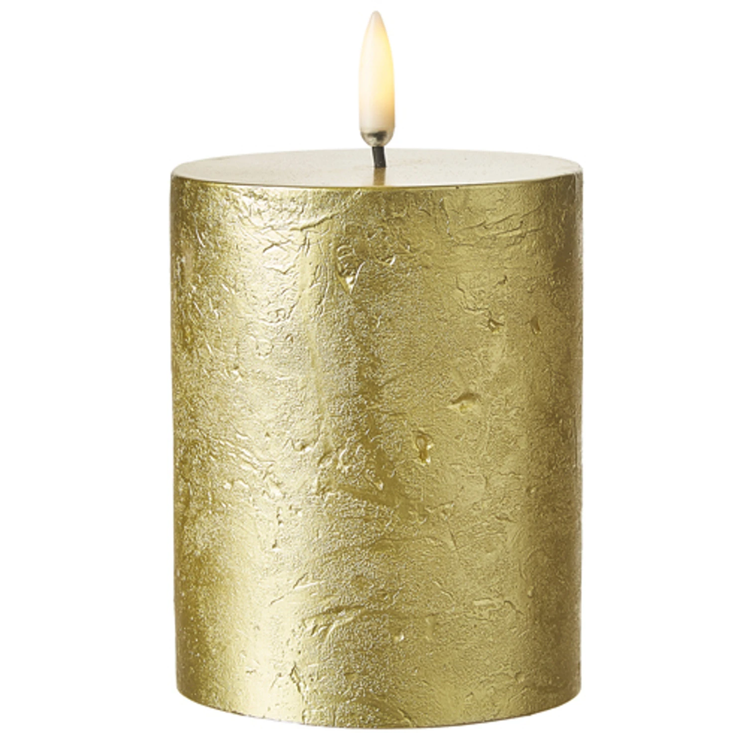 Uyuni 3" X 5" Or 7" Gold Texture Flat Top Flicker Flame Pillar Candle 3 Uyuni 3" X 5" Or 7" Gold Texture Flat Top Flicker Flame Pillar Candle - Image 3