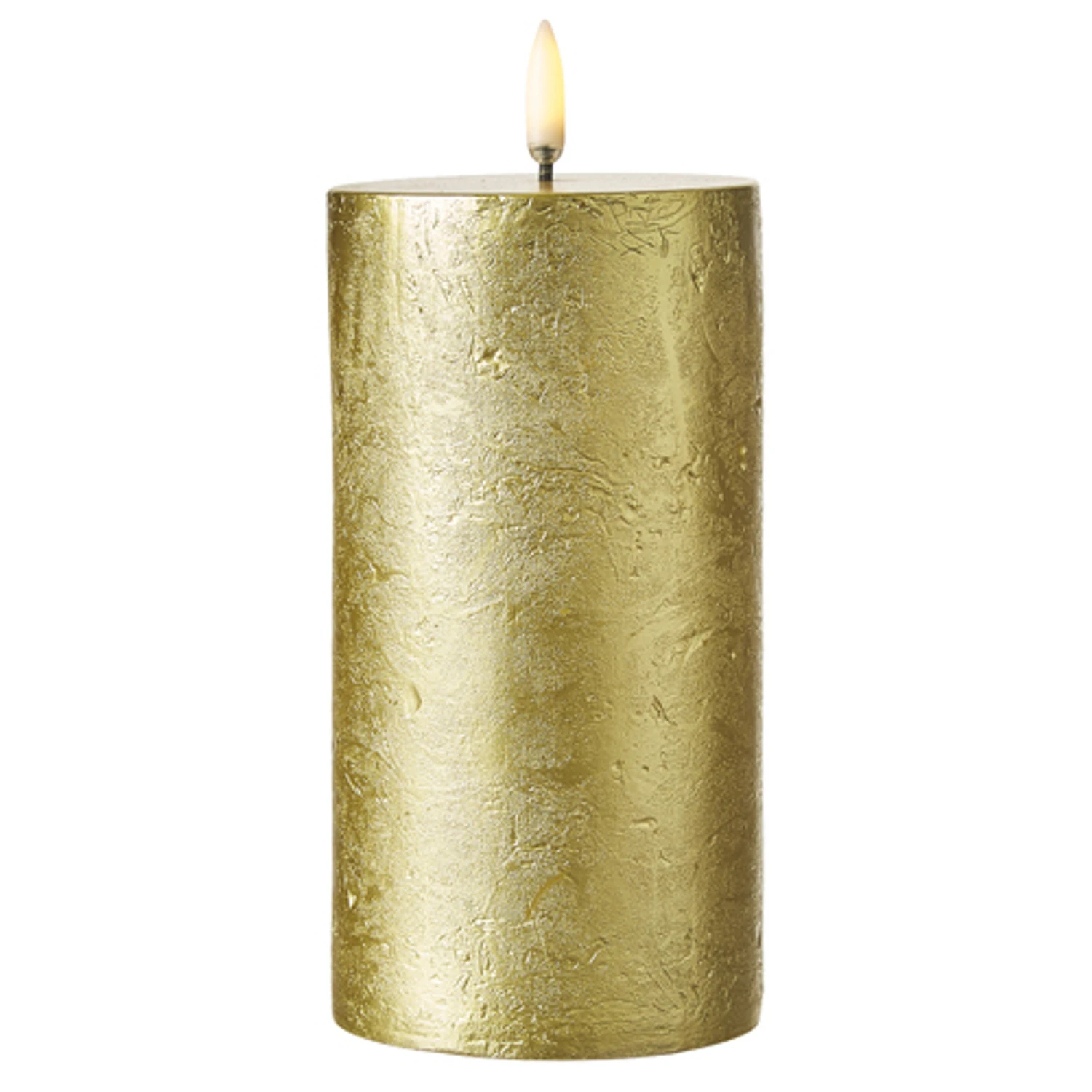 Uyuni 3" X 5" Or 7" Gold Texture Flat Top Flicker Flame Pillar Candle 4 Uyuni 3" X 5" Or 7" Gold Texture Flat Top Flicker Flame Pillar Candle - Image 4