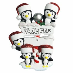 Penguin Family Of 5 At The North Pole Personalized Christmas Ornament OR1739-5 -Christmas Decoration Sale apim3oh9a 88930.1646091875