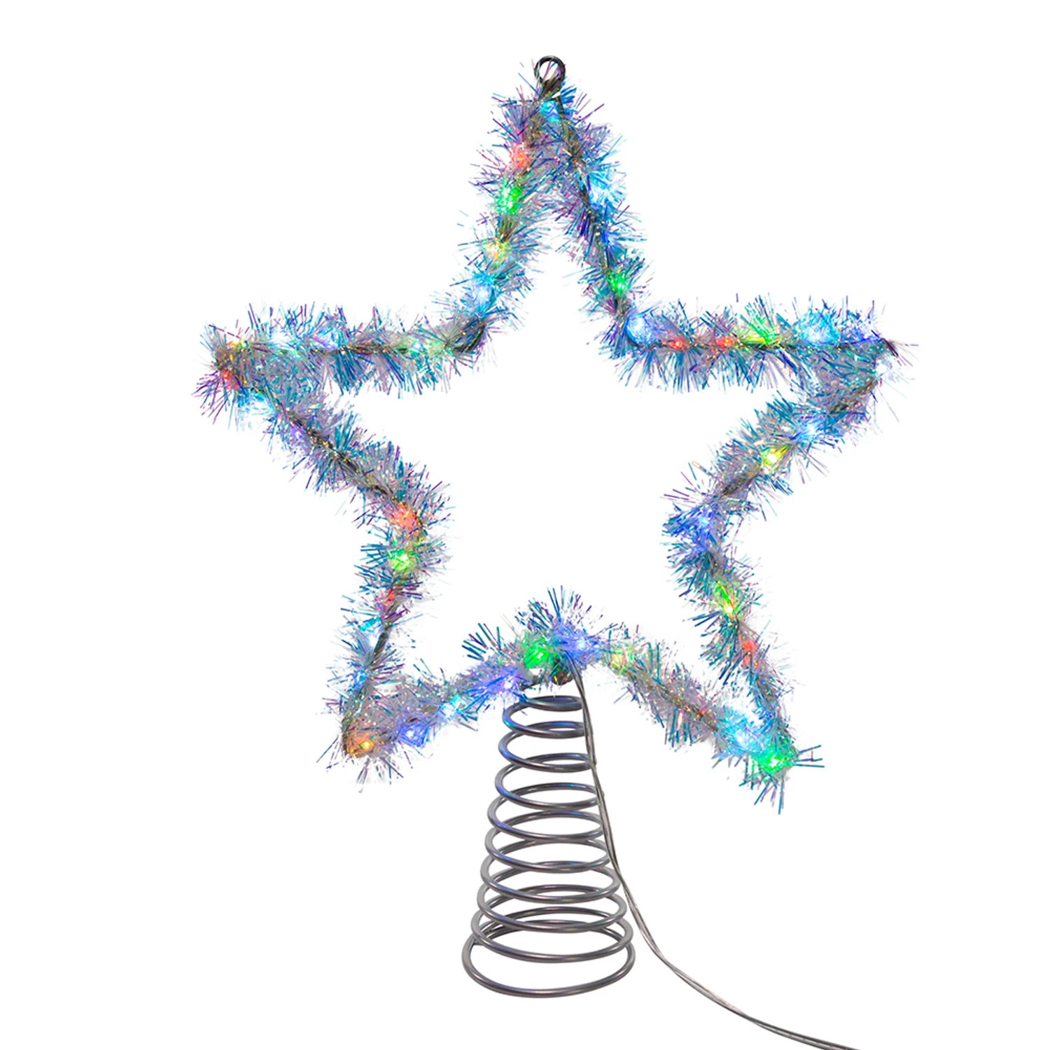Kurt Adler 12.2" LED Lighted Silver Tinsel Star Christmas Tree Topper AD1022RGB 7 Kurt Adler 12.2" LED Lighted Silver Tinsel Star Christmas Tree Topper AD1022RGB - Image 7