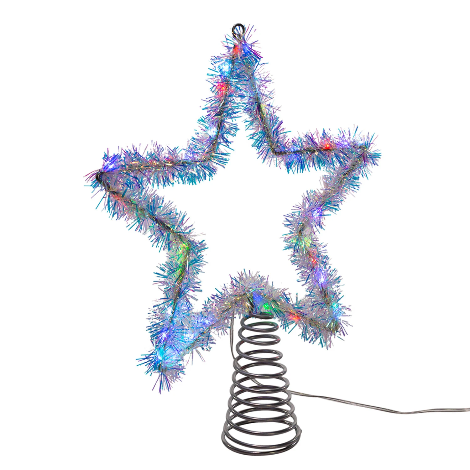 Kurt Adler 12.2" LED Lighted Silver Tinsel Star Christmas Tree Topper AD1022RGB 10 Kurt Adler 12.2" LED Lighted Silver Tinsel Star Christmas Tree Topper AD1022RGB - Image 10