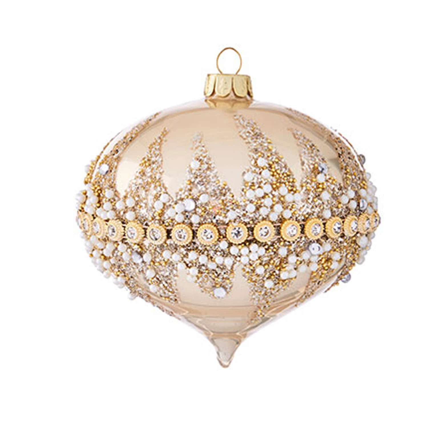 Raz 6" Gold Beaded Glass Christmas Ornament 4022874 3 Raz 6" Gold Beaded Glass Christmas Ornament 4022874 - Image 3