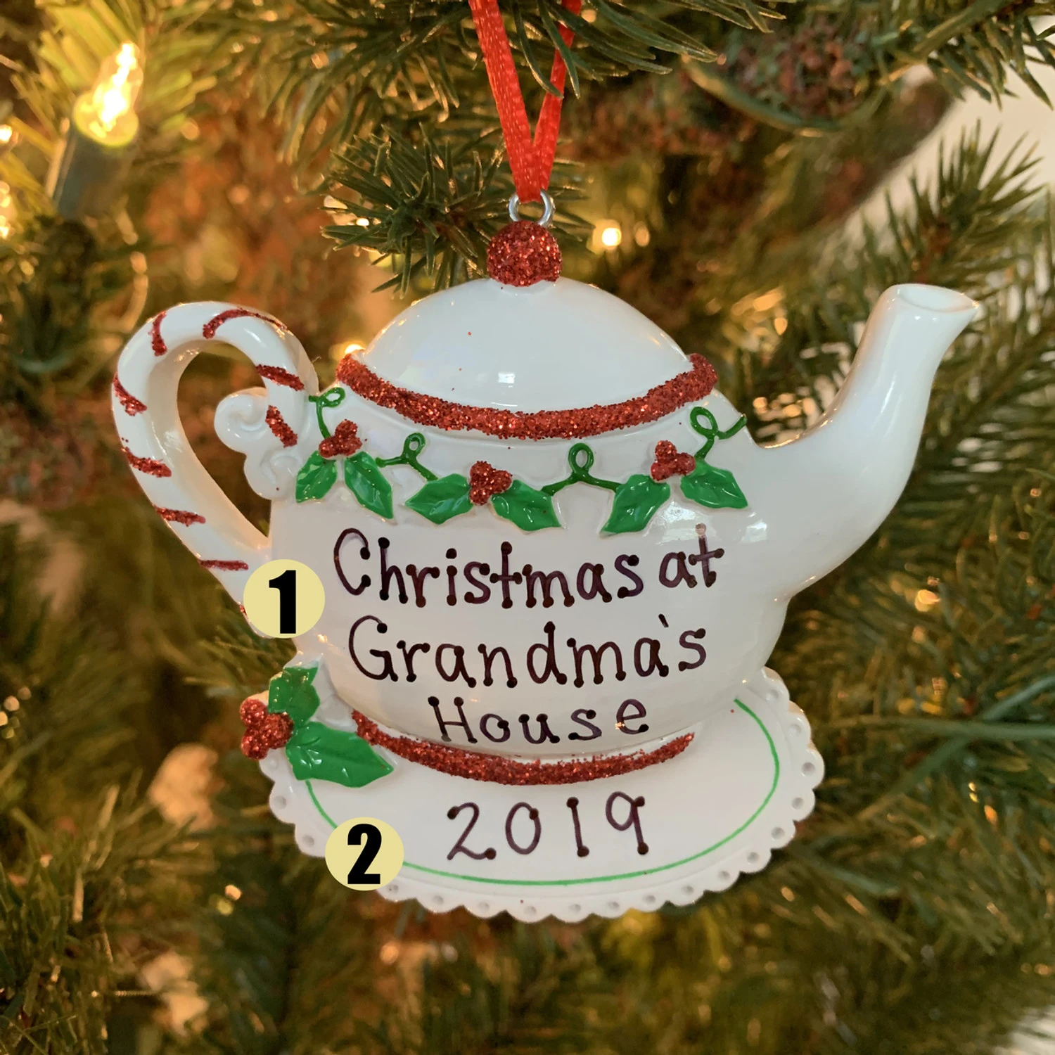 Grandma's Teapot Personalized Christmas Ornament OR1681 1 Grandma's Teapot Personalized Christmas Ornament OR1681