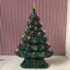 Large Flat Ceramic Lighted Window Or Mantel Christmas Tree 19"