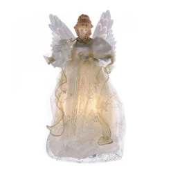 Kurt Adler 14" Fiber-Optic Ivory And Gold Animated LED Angel Christmas Tree Topper UL2173LED