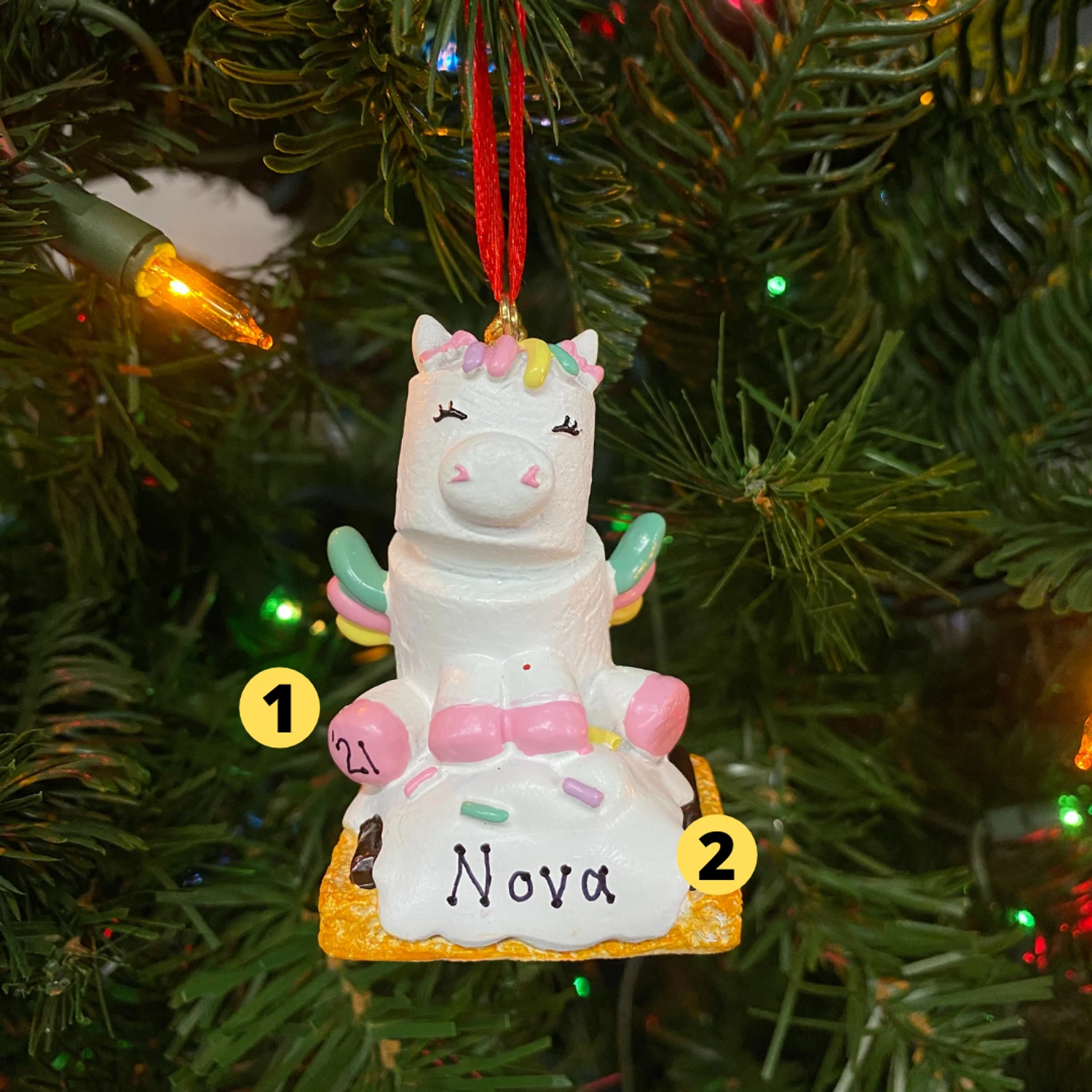Marshmallow Unicorn Personalized Christmas Ornament MM20023 1 Marshmallow Unicorn Personalized Christmas Ornament MM20023