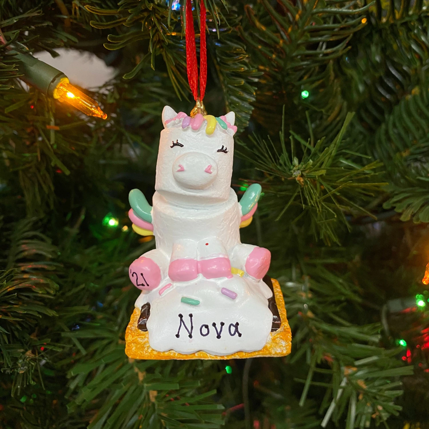 Marshmallow Unicorn Personalized Christmas Ornament MM20023 2 Marshmallow Unicorn Personalized Christmas Ornament MM20023 - Image 2