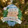 Blue Baby Boy In Wreath Personalized Christmas Ornament OR1746-B