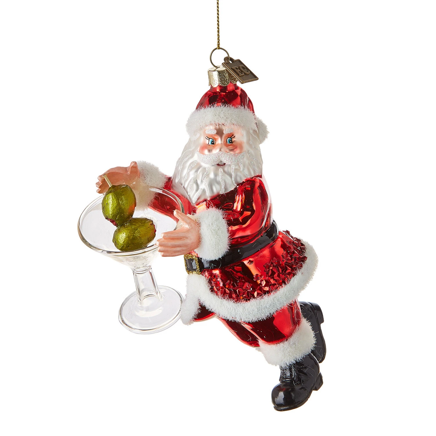 Raz 6" Eric Cortina Just One Drink Santa Glass Christmas Ornament 4153114 2 Raz 6" Eric Cortina Just One Drink Santa Glass Christmas Ornament 4153114 - Image 2