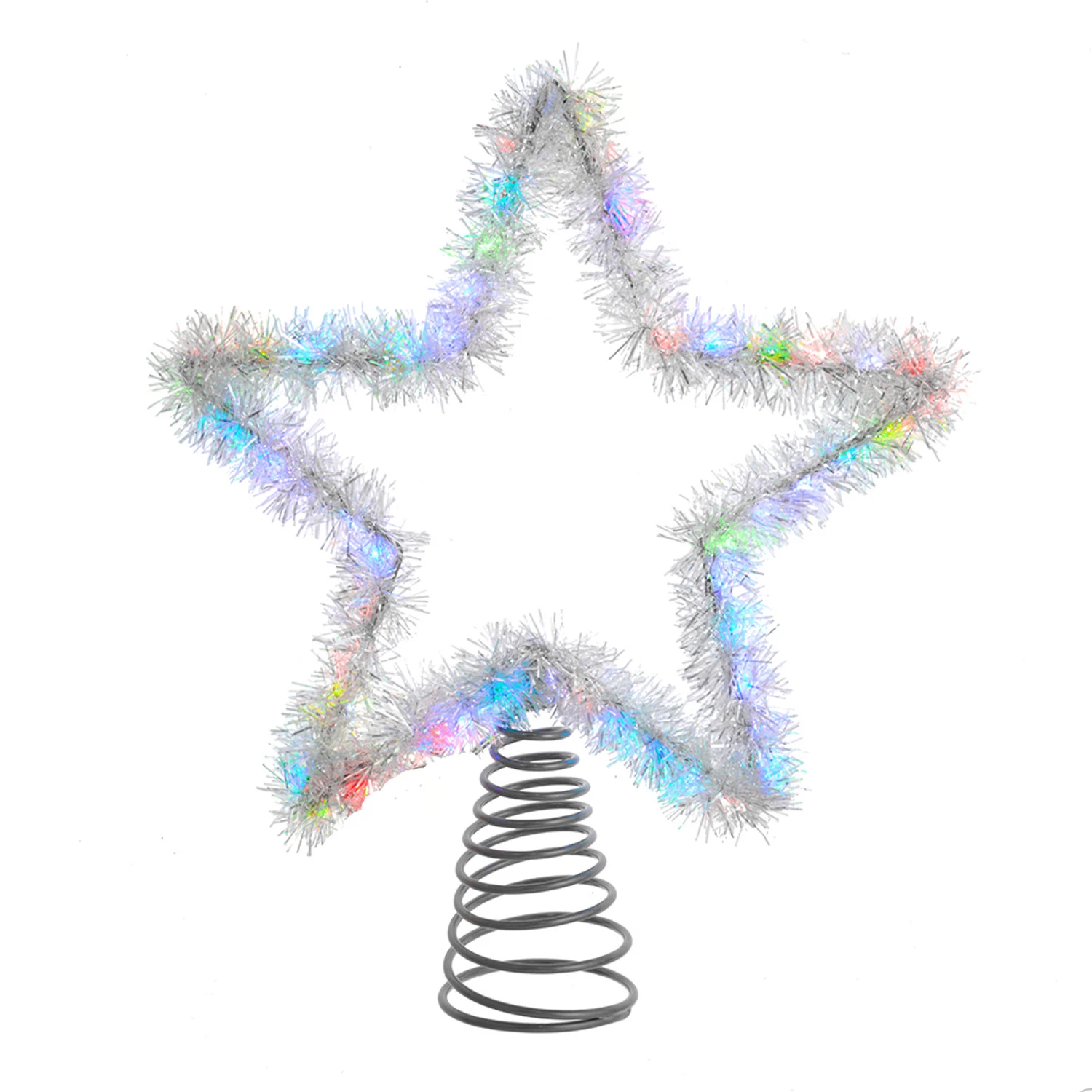 Kurt Adler 12.2" LED Lighted Silver Tinsel Star Christmas Tree Topper AD1022RGB 6 Kurt Adler 12.2" LED Lighted Silver Tinsel Star Christmas Tree Topper AD1022RGB - Image 6