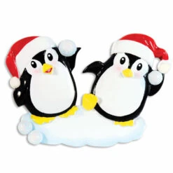 Penguin Couple Throwing Snowballs Personalized Christmas Ornament OR1318 -Christmas Decoration Sale apiwh3lcl 03643.1646091888