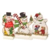 Primitives By Kathy Set Of 3 Retro Snowmen Stand Up Christmas Figures 32297