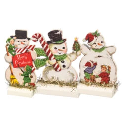 Primitives By Kathy Set Of 3 Retro Snowmen Stand Up Christmas Figures 32297