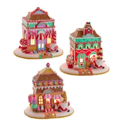 Kurt Adler 7.5" Light-Up Sugar Plum Shops Christmas Houses GBJ0028