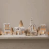 Bethany Lowe Metallic Gold, White, And Silver Glittered Christmas Buildings