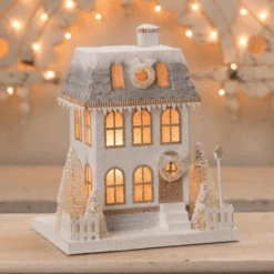 Bethany Lowe Metallic Gold, White, And Silver Glittered Christmas Buildings -Christmas Decoration Sale lc1566 37688.1675099897