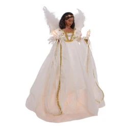 Kurt Adler 12" UL 10-Light African American Ivory And Gold Christmas Tree Topper UL2230 -Christmas Decoration Sale ul2230 01 65082.1678392721